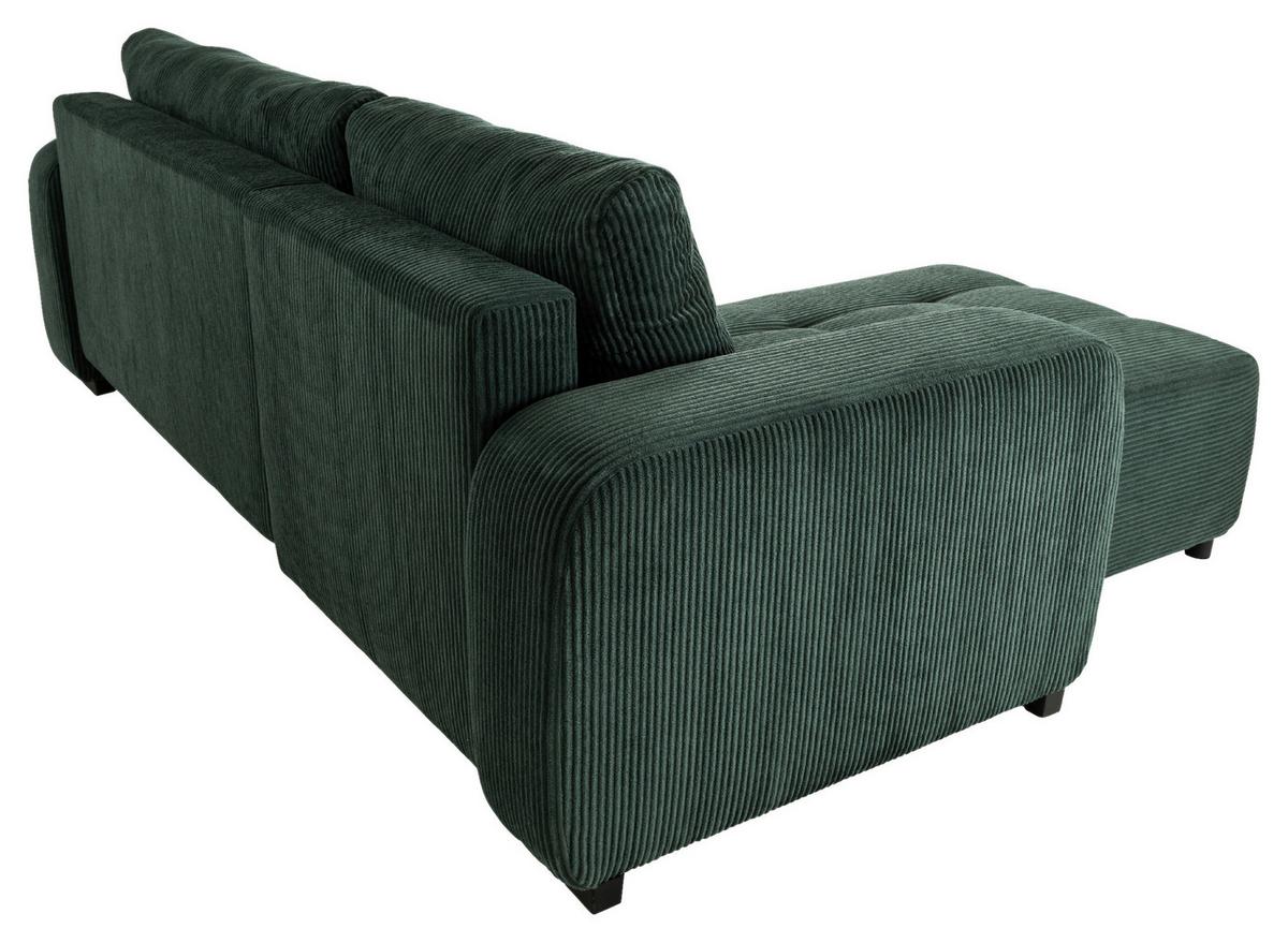 Ecksofa mit Bettfunktion Marseille, waldgrün - Waldgrün/Schwarz, Trend, Holz/Holzwerkstoff (155/240cm)