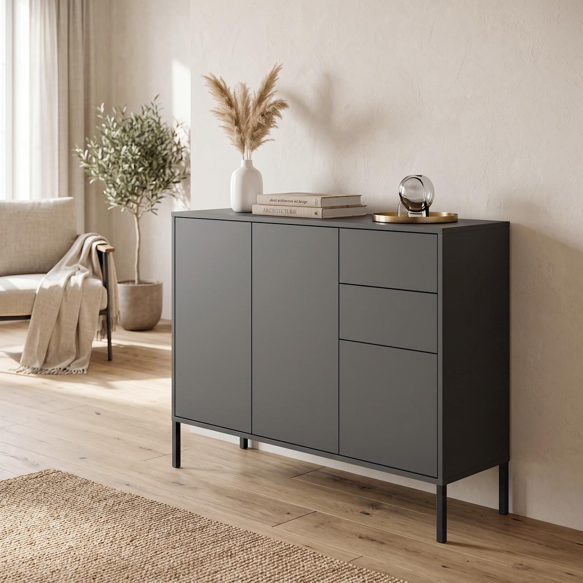 KOMMODE Mailand Anthrazit B: 105,5cm - Anthrazit, MODERN, Holzwerkstoff (105,5/86/33cm) - MID.YOU