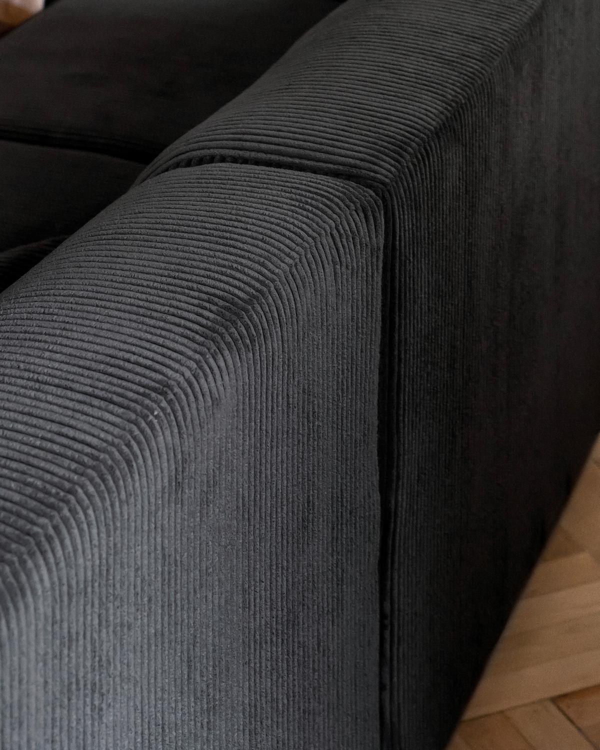 Ecksofa Cuddly Mia Dunkelgrau S: 260x165 cm - Dunkelgrau/Schwarz, Textil (260/165cm) - MID.YOU