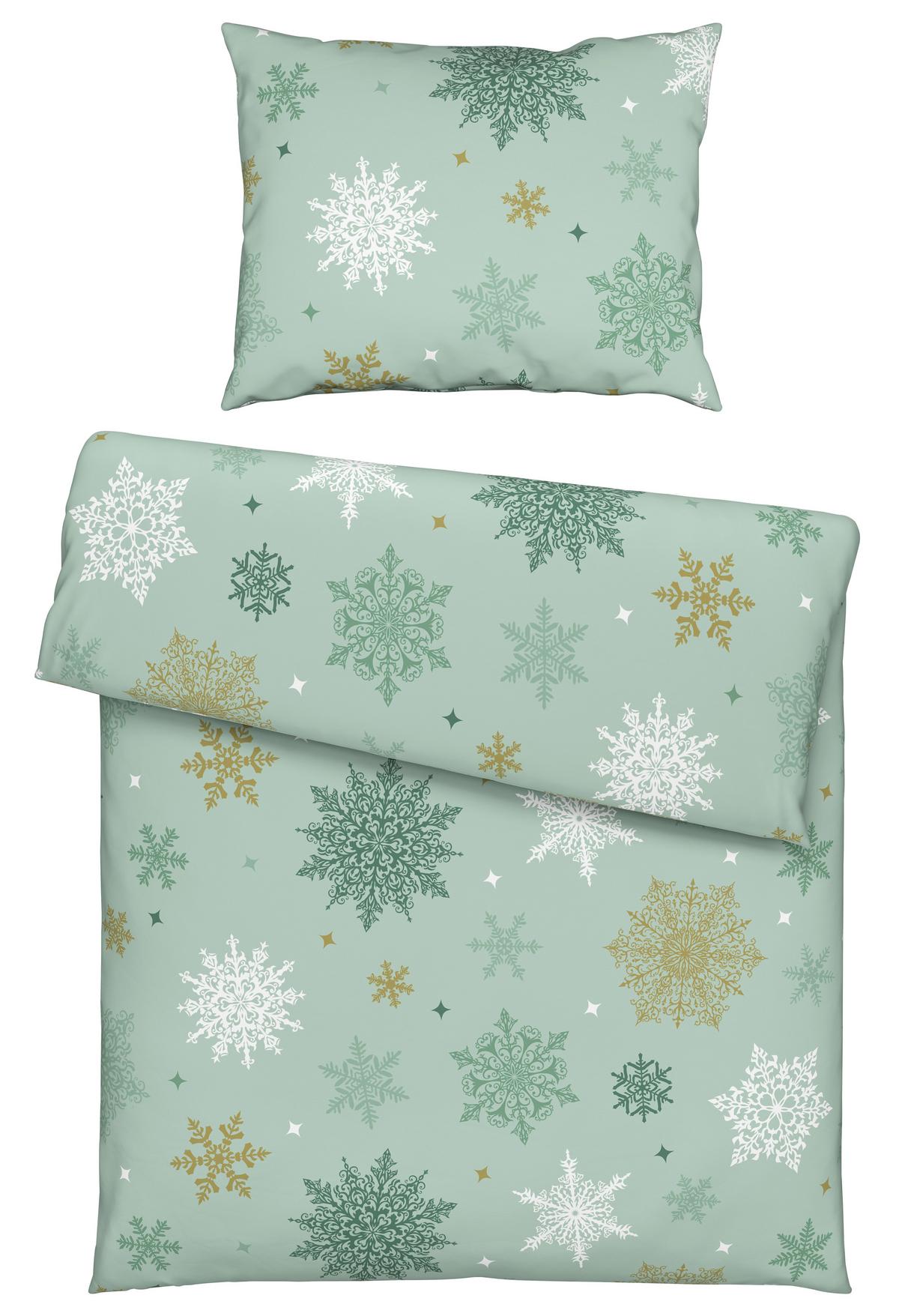 Ágyneműhuzat-garnitúra Snowflake - zöld, Modern, textil - Luca Bessoni