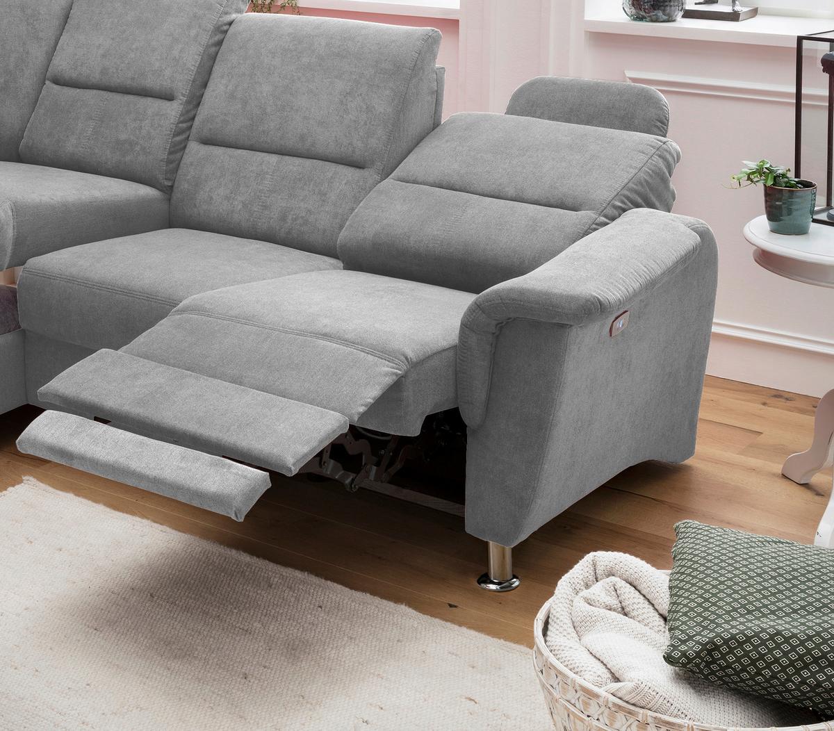 Ecksofa Parole Grau S: 184/231 cm - Chromfarben/Grau, KONVENTIONELL, Textil (184/231cm) - Livetastic