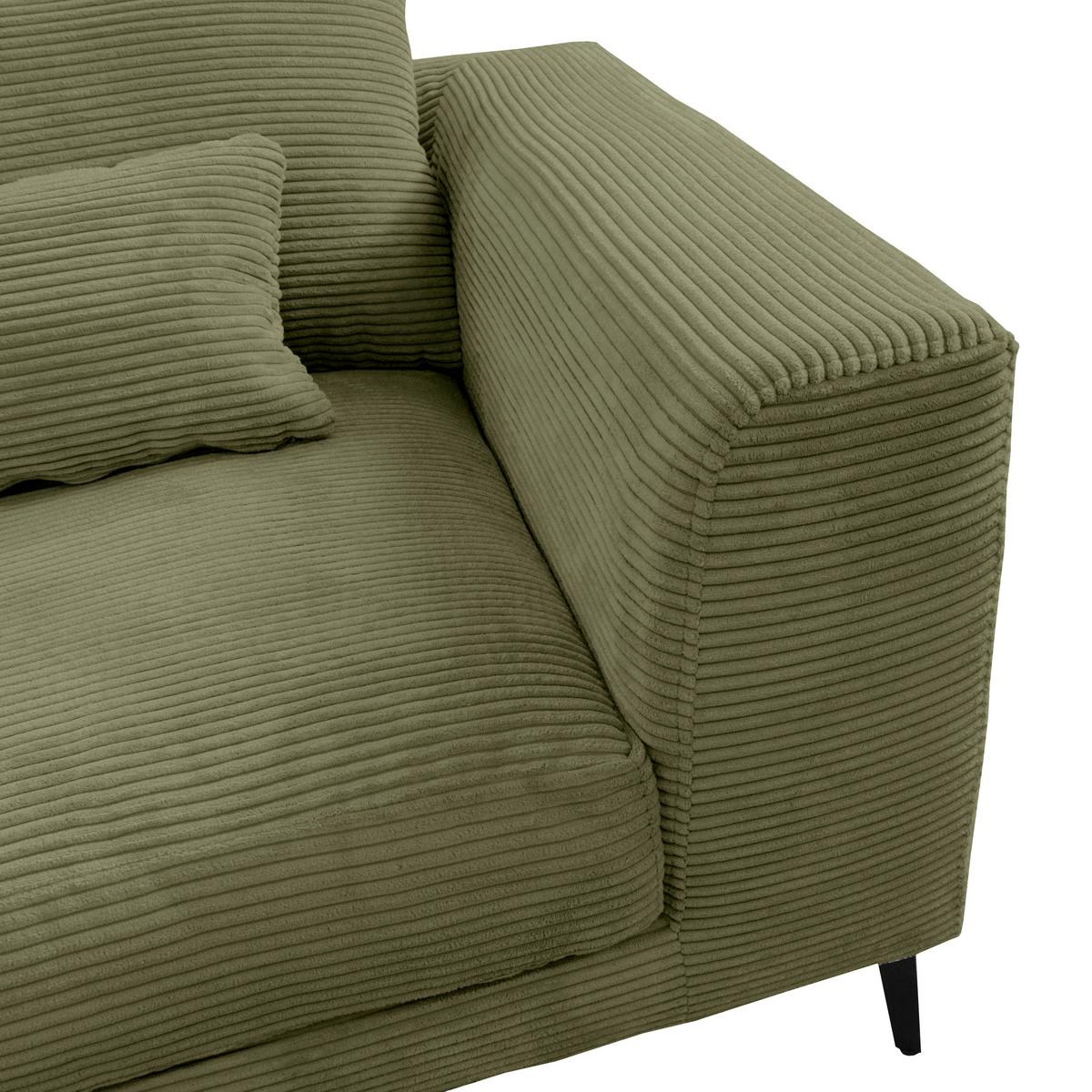 Ecksofa Berlin Cord Olivgrün 172x313 cm - Schwarz/Olivgrün, Design, Textil (172/313cm) - Livetastic