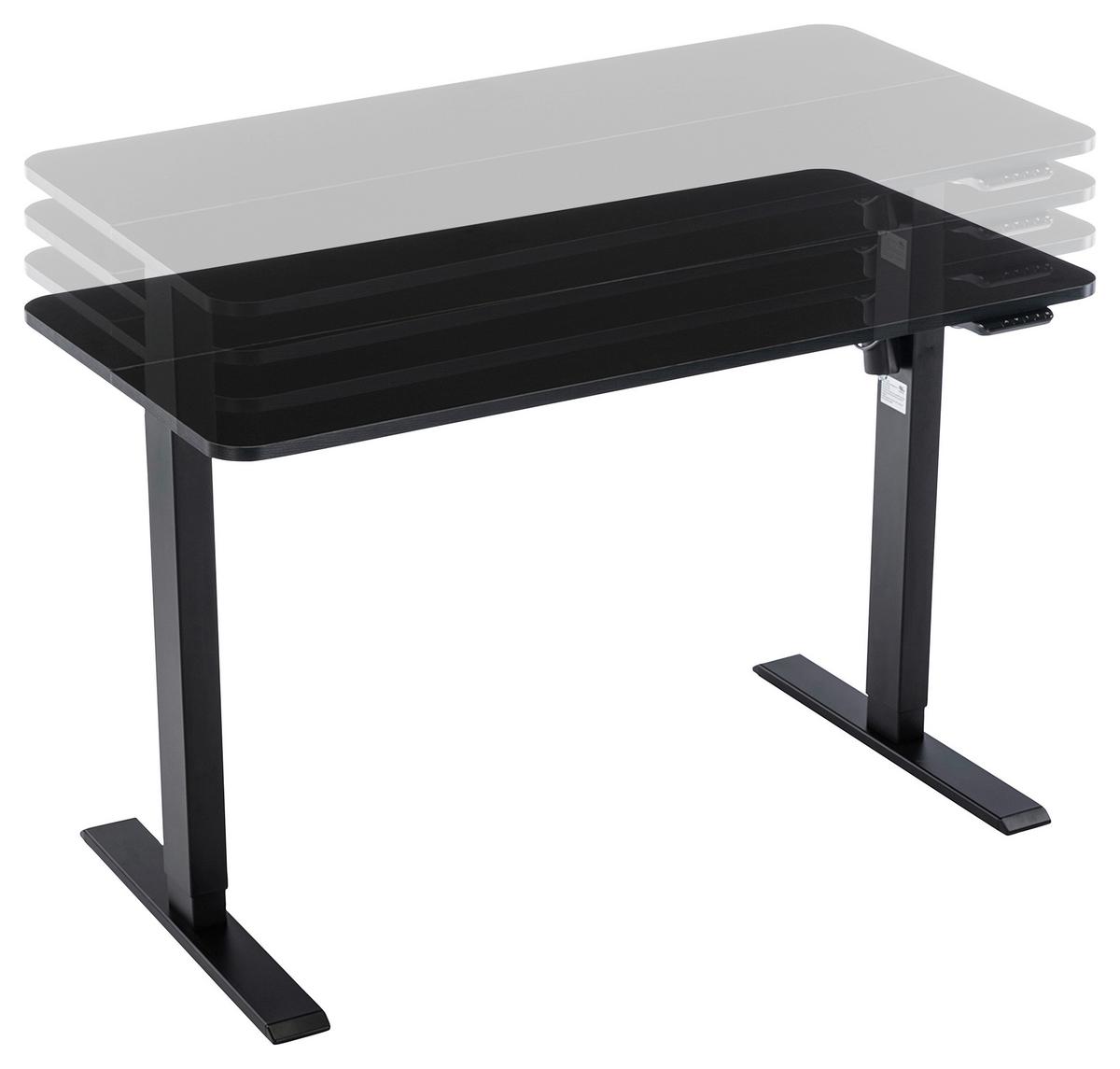 Schreibtisch B: 120 Cm H: 119,5-70,5 Cm Emil Schwarz - Schwarz, MODERN, Holzwerkstoff/Kunststoff (120/70,5-119,5/60cm)