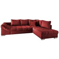 Eckschlafsofa Alvito Rot S: 298/202 cm - Rot/Silberfarben, Design, Textil (298/202cm) - MID.YOU