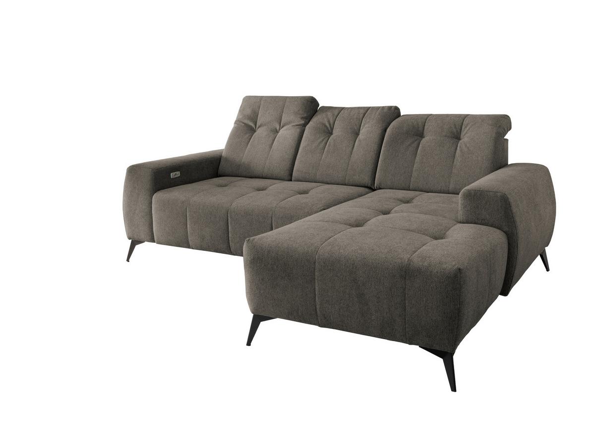 Ecksofa mit USB Anschluss Sano, Graubraun,s: 258x180 cm - Graubraun/Schwarz, MODERN, Textil (258/180cm) - Livetastic