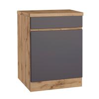 Küchenunterschrank Turin 60 cm Grau/Wotaneiche Dekor - Eiche Wotan/Grau, Design (60/86/60cm) - Held