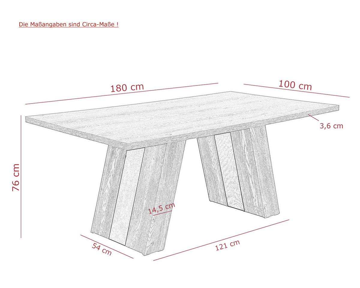 ESSTISCH TINDARI T - Eichefarben/Schwarz, MODERN, Holzwerkstoff (100/180/76cm) - P & B