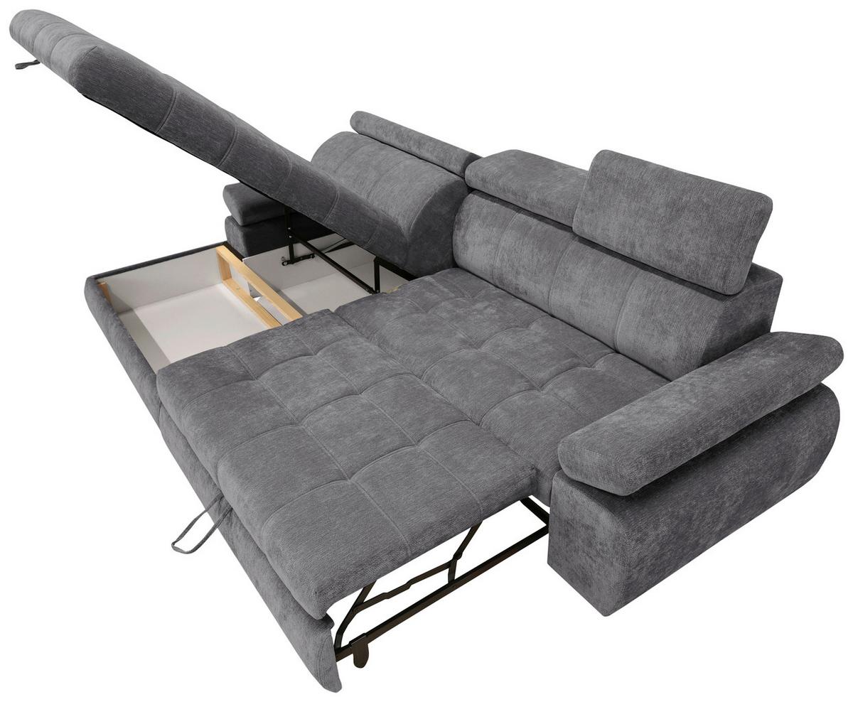 Rohová sedačka VEGAS, ľavá, tmavosivá ženilka - čierna/tmavosivá, Design, drevo/textil (173/294cm)