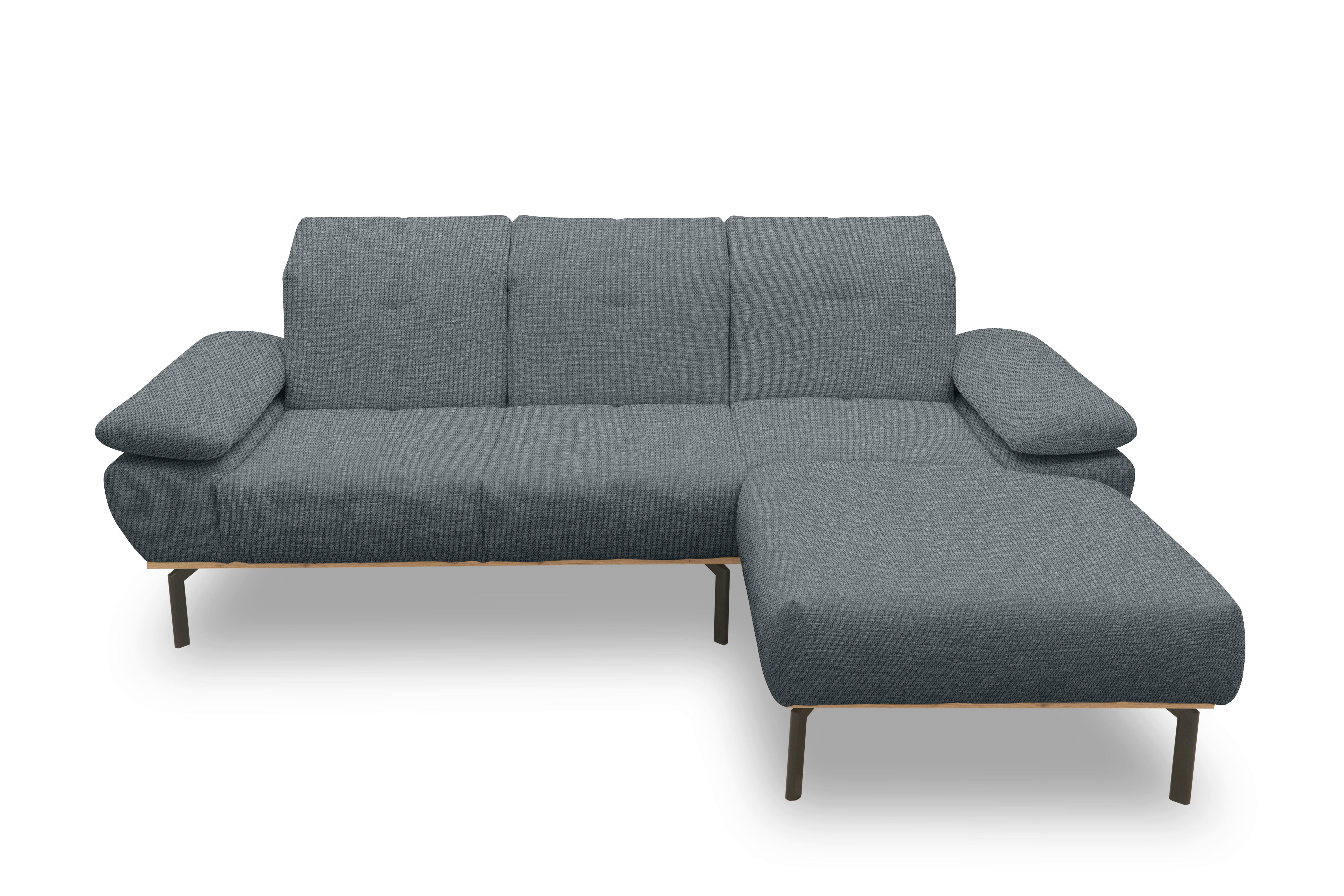 Ecksofa Grau S: 242x170 cm - Wildeiche/Schwarz, Design, Holz/Textil (242/170cm) - MID.YOU