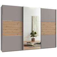 Schwebetürenschrank Indian A Sahara/Eiche Artisan, B: 300cm - Weiß, KONVENTIONELL, Glas/Holzwerkstoff (300/216/65cm)