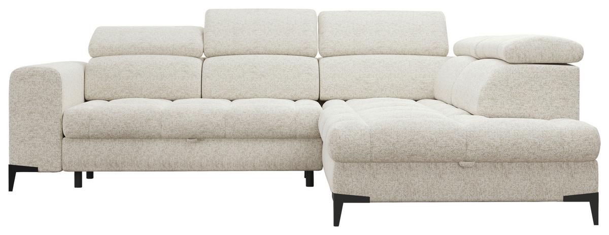 Rohová sedačka MASON, pravá, krémovo-béžová tkanina - čierna/krémová, Modern, kov/drevo (271/211cm) - Mömax