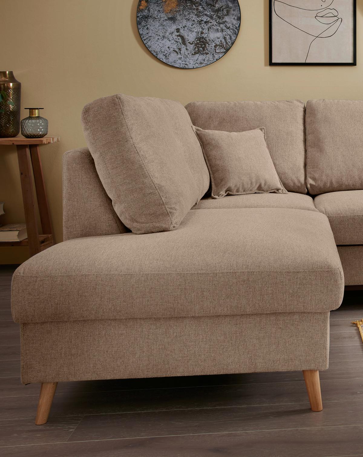 Ecksofa Valentina Hellbraun S: 200x230 Cm - Hellbraun/Naturfarben, KONVENTIONELL, Textil (200/230cm) - Livetastic