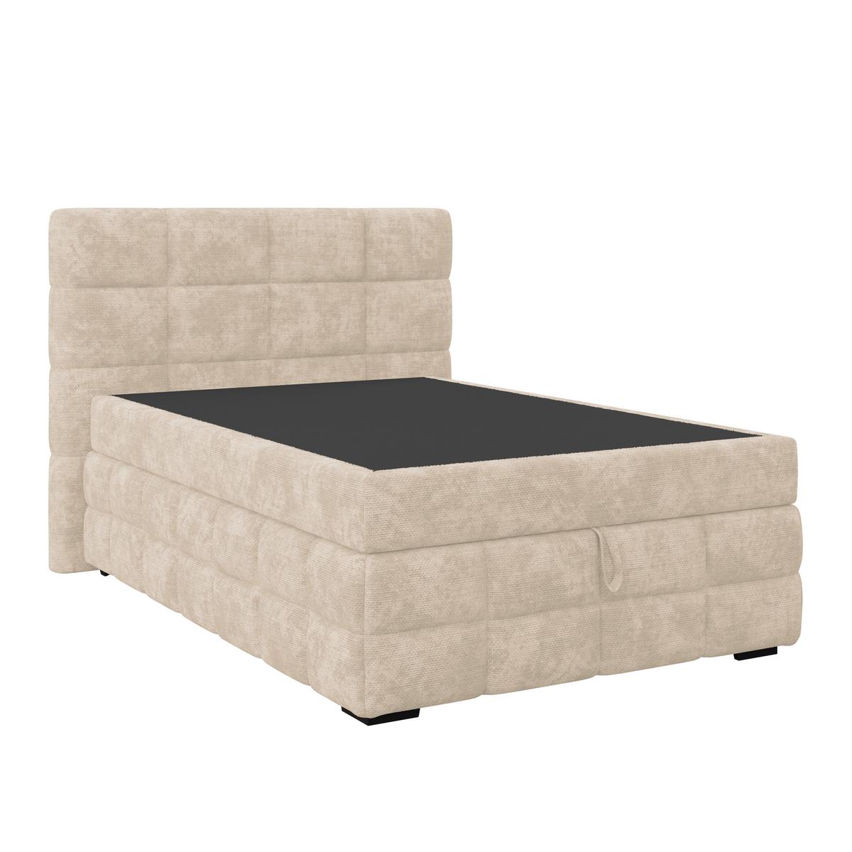 Čalouněná postel VEGA 140x200 cm, bílá - bílá/černá, Trend, dřevo/textil (140/200cm)