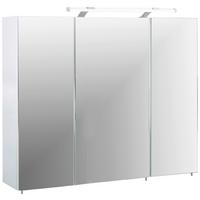 Spiegelschrank Dorina 900 Mit Led 3 Türen, Weiß - Weiß Hochglanz/Weiß, MODERN, Glas/Holzwerkstoff (90/75,7/16cm) - MID.YOU