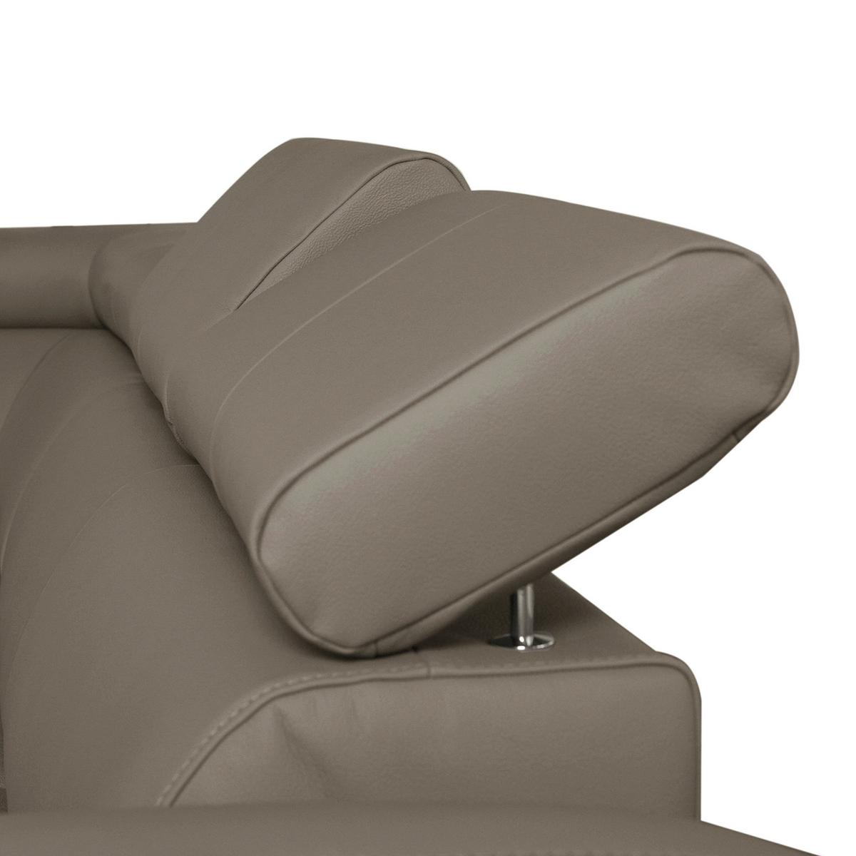 Wohnlandschaft Aspen Taupe U-Form: 208 cm - Taupe/Chromfarben, Design, Leder/Textil (208/315/175cm) - Livetastic