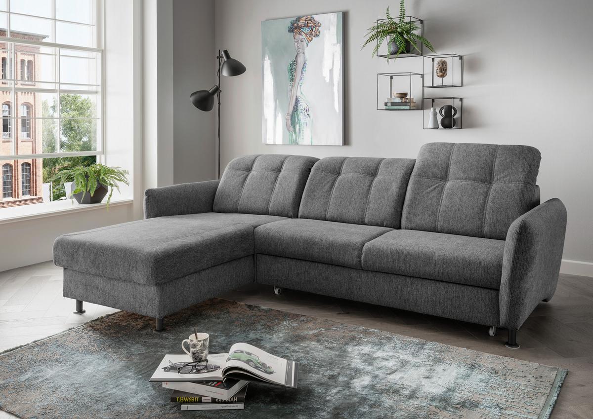 Ecksofa Minori Chenille Anthrazit, S: 184x267 cm - Anthrazit/Schwarz, MODERN, Textil (184/267cm) - Livetastic