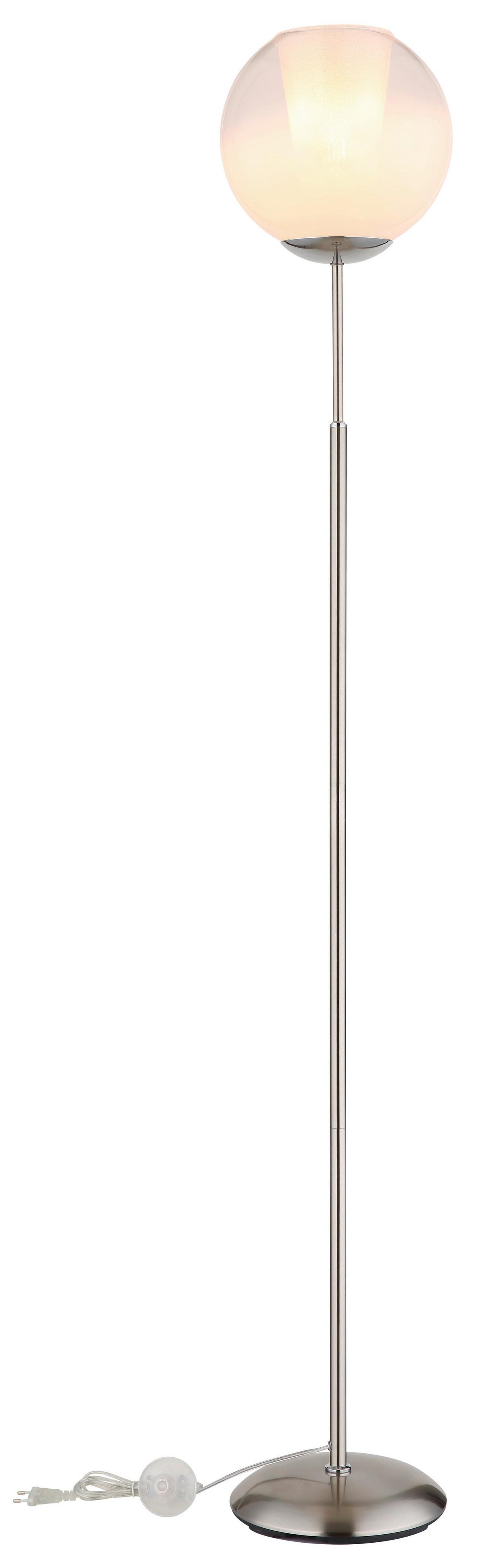 Stehleuchte Barry Klar Weiß D: 25 cm - Klar/Chromfarben, Basics, Glas/Kunststoff (25/154,5cm) - Globo