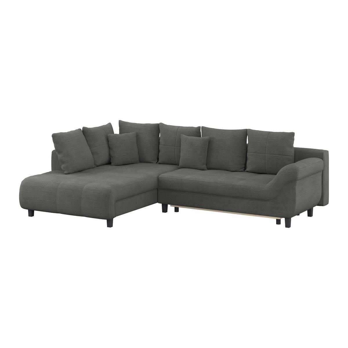 Ecksofa mit Schlaffunktion Mendoza New Chenille 197x309cm - Anthrazit/Schwarz, KONVENTIONELL, Textil (197/309cm) - Ondega