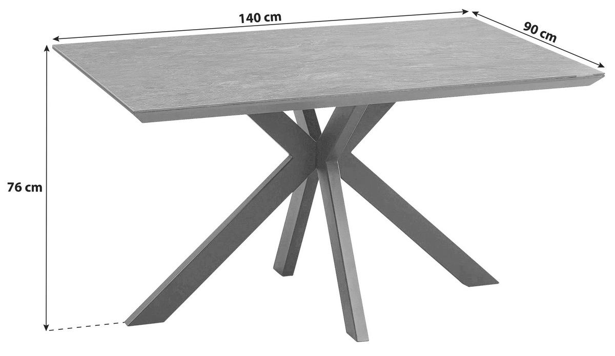 Jídelní stůl STEVE 140x90 - černá, Moderní, kov/kompozitní dřevo (140/76/90cm)