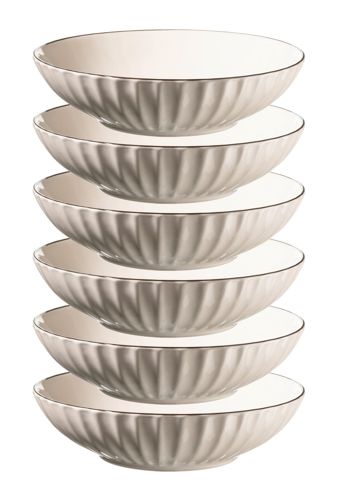 Tellerset Osita Creme 6-teilig - Creme, Basics, Keramik - Mäser