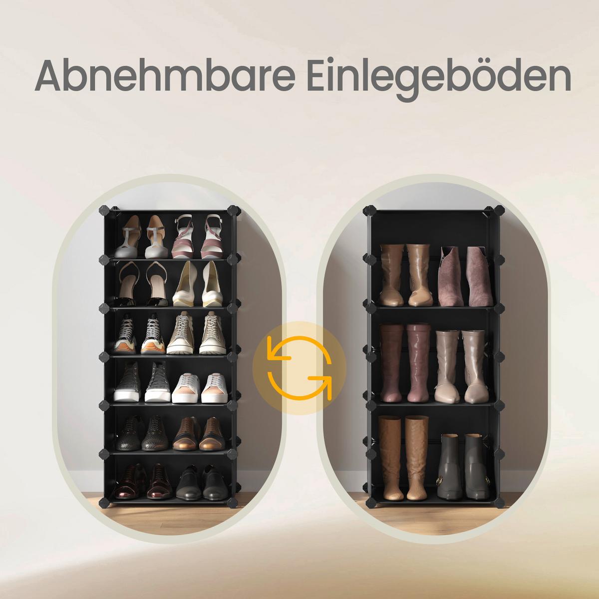 Schuhregal Schwarz, Weiß B: 43 Cm - Schwarz/Weiß, Basics, Kunststoff/Metall (43/173/31cm)