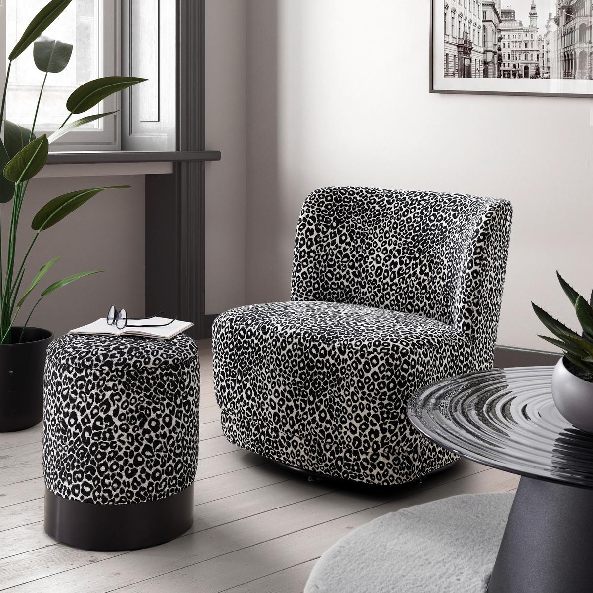 Designový taburet BACA, černo-bílá žin., max. 140 kg - bílá/černá, Lifestyle, kov/dřevo (35/35/42,5cm) - Mömax