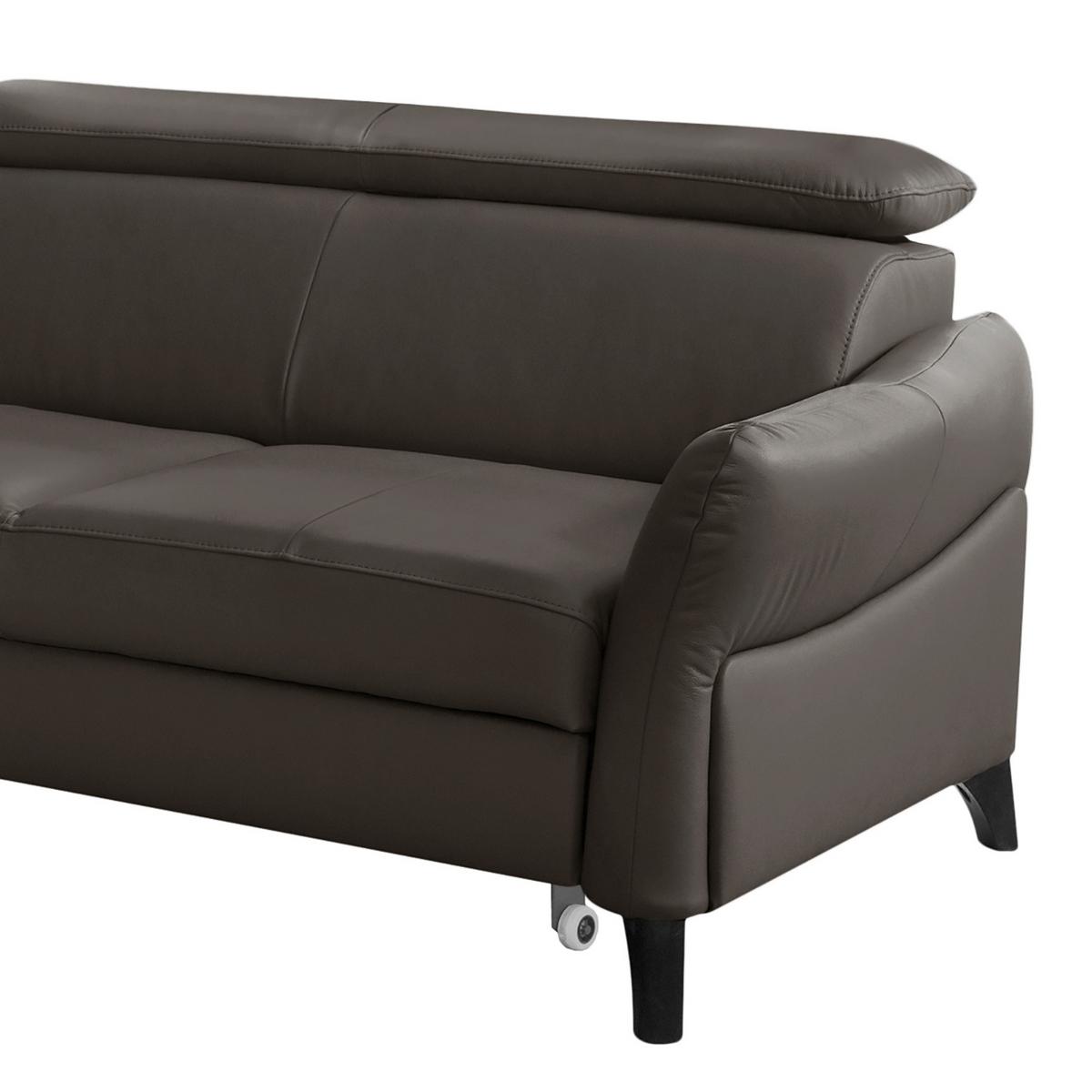 Ecksofa Note New Teilleder Dunkelbraun 199x244 - Dunkelbraun/Schwarz, Design, Leder/Textil (199/244cm) - Livetastic