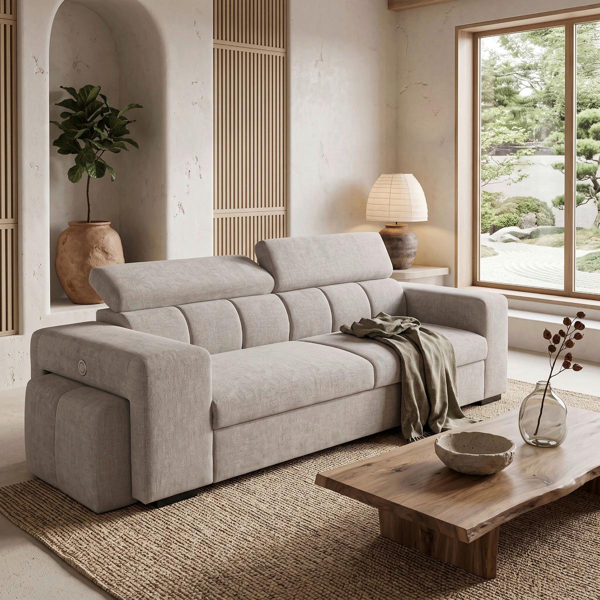 3-SitzerSofa m. Schlaffunktion Sirius S grau, B: 251cm - Schwarz/Grau, KONVENTIONELL, Holz/Holzwerkstoff (251/96/100cm)