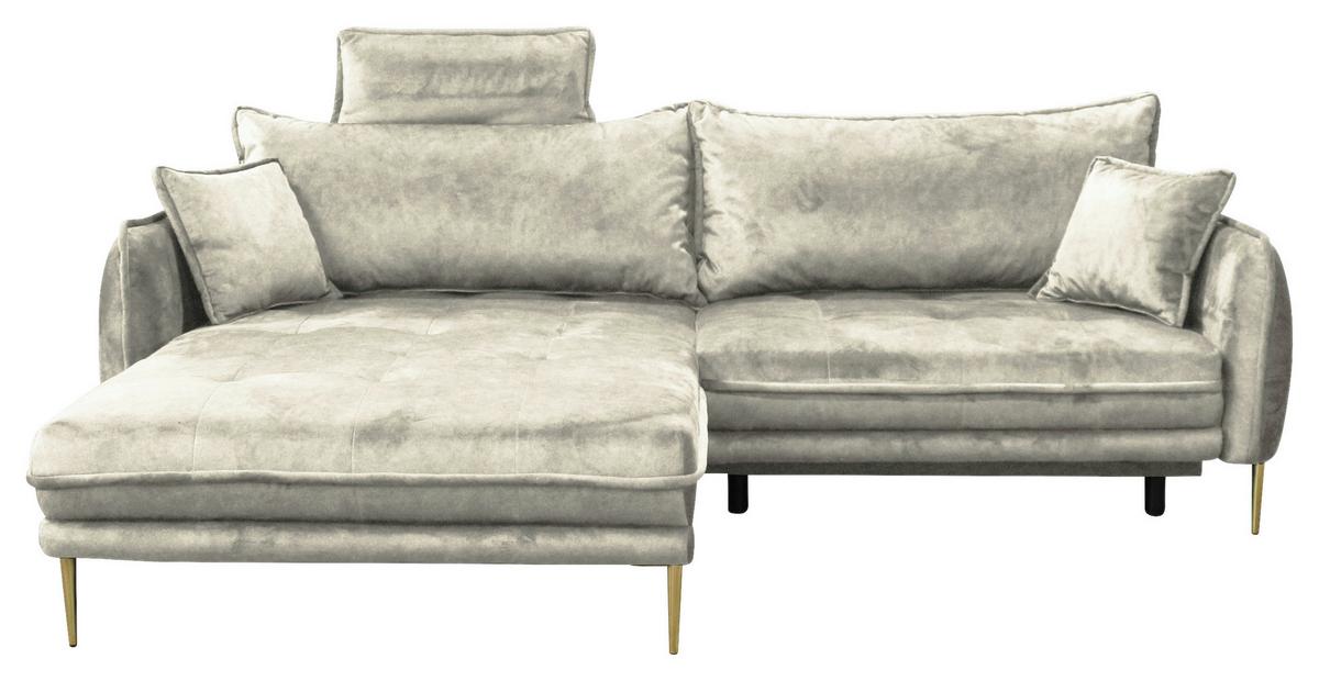 Ecksofa Whisper Creme S: 196x264 cm - Goldfarben/Creme, Design, Textil (196/264cm) - MID.YOU