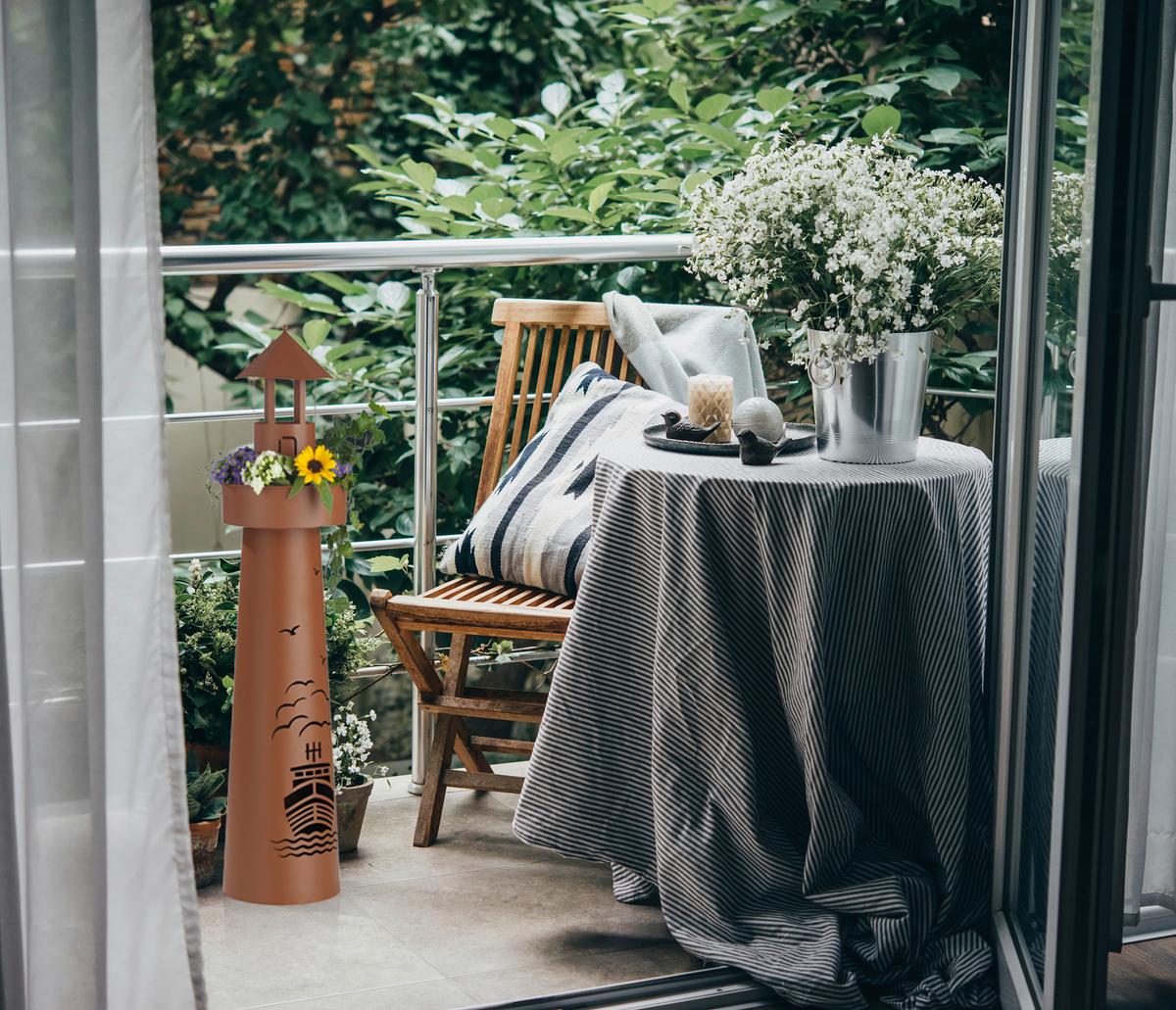 Led Dekosäule Mit Schale Garvida Leuchtturm H: 70,6 Cm - Rostfarben, Basics, Metall (18,5/18,5/70,6cm)