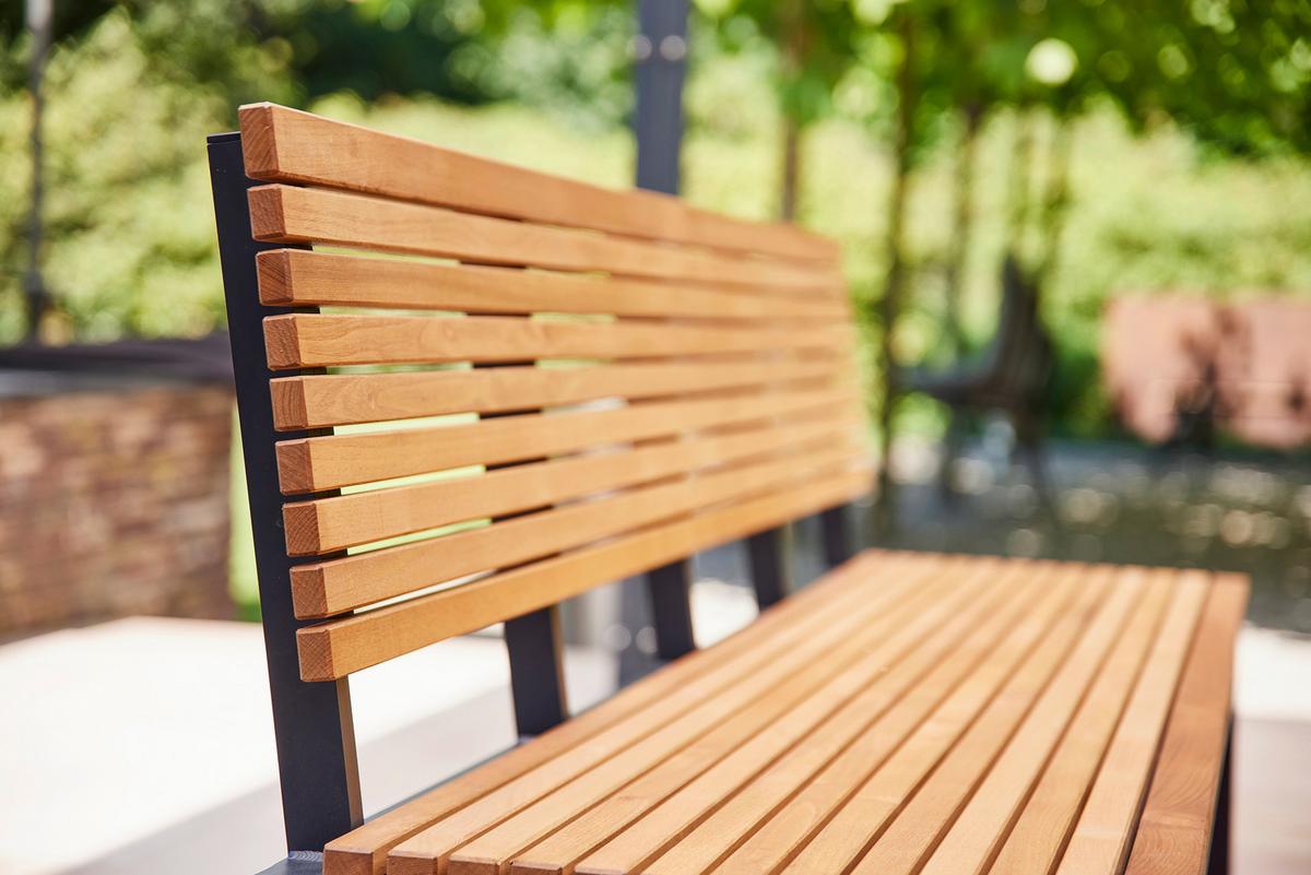 Gartenbank Holz N86394 3-Sitzer - Anthrazit/Robinienfarben, KONVENTIONELL, Holz/Metall (180/84/157,5cm) - Siena Garden
