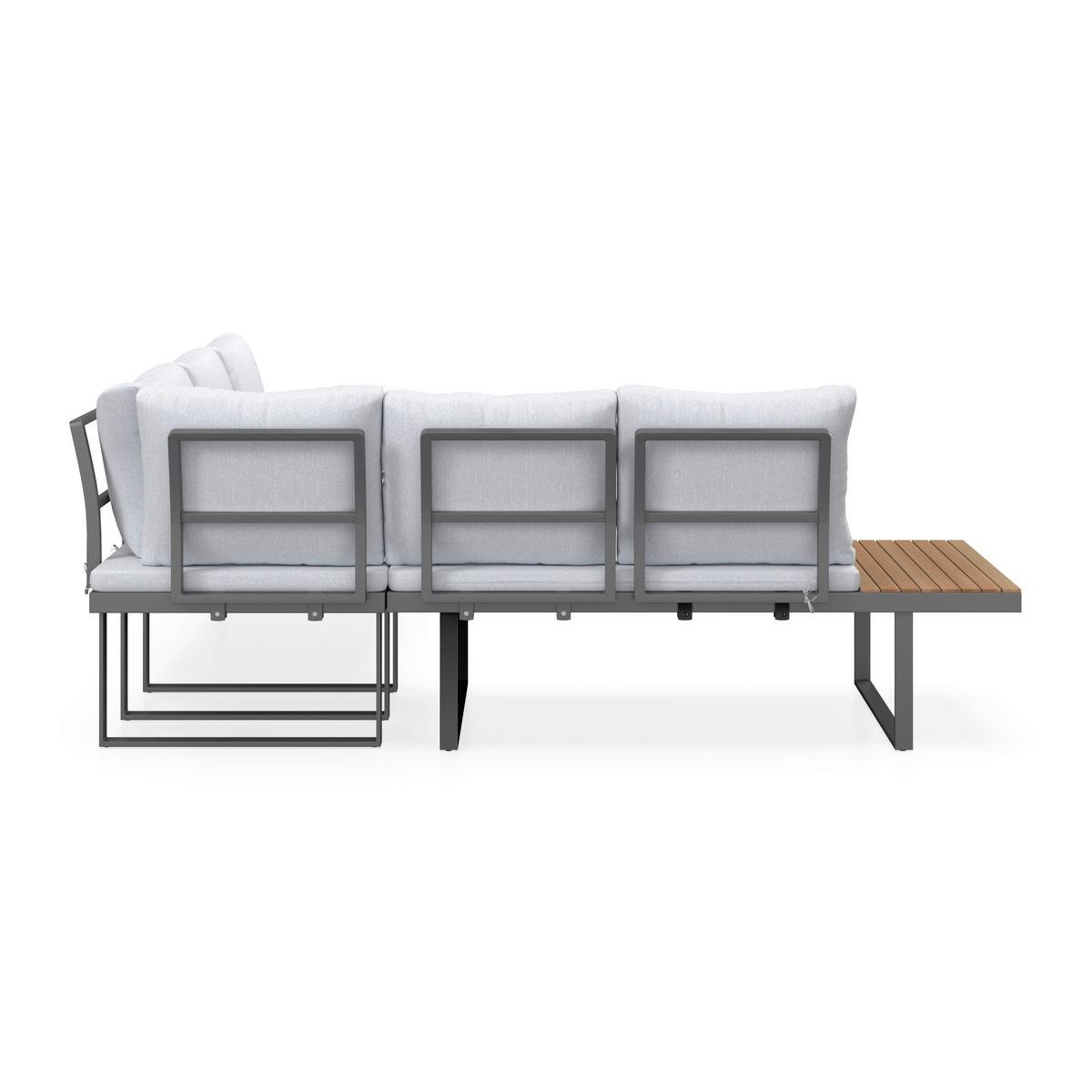 TERASOVÁ SEDACÍ SOUPRAVA ELIA - světle šedá, Moderní, kov/dřevo (236,5/75/236,5cm) - Bessagi Garden