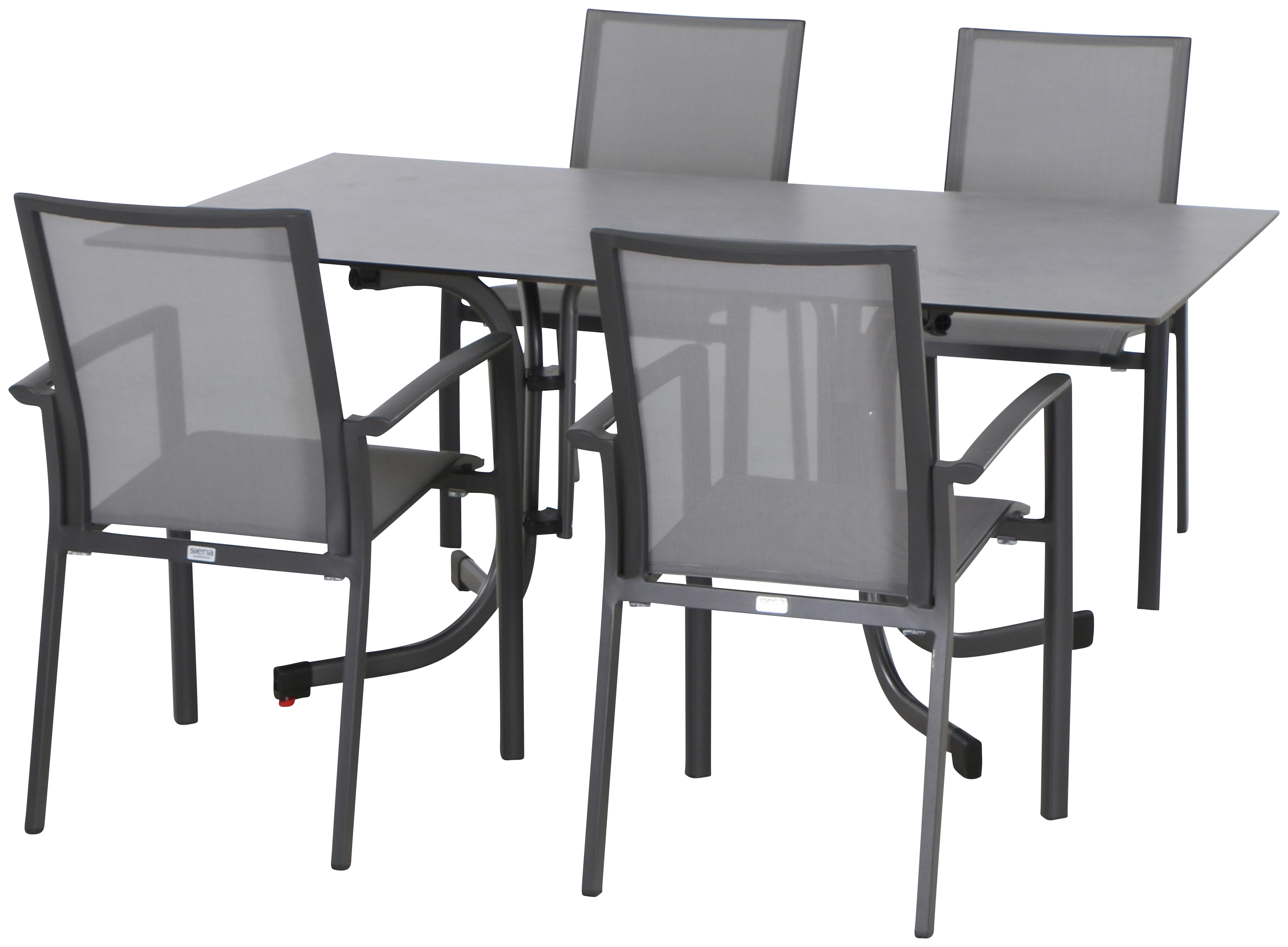 Loungegarnitur 5-Tlg Velia aus Metall - Anthrazit/Schwarz, KONVENTIONELL, Keramik/Textil - Siena Garden