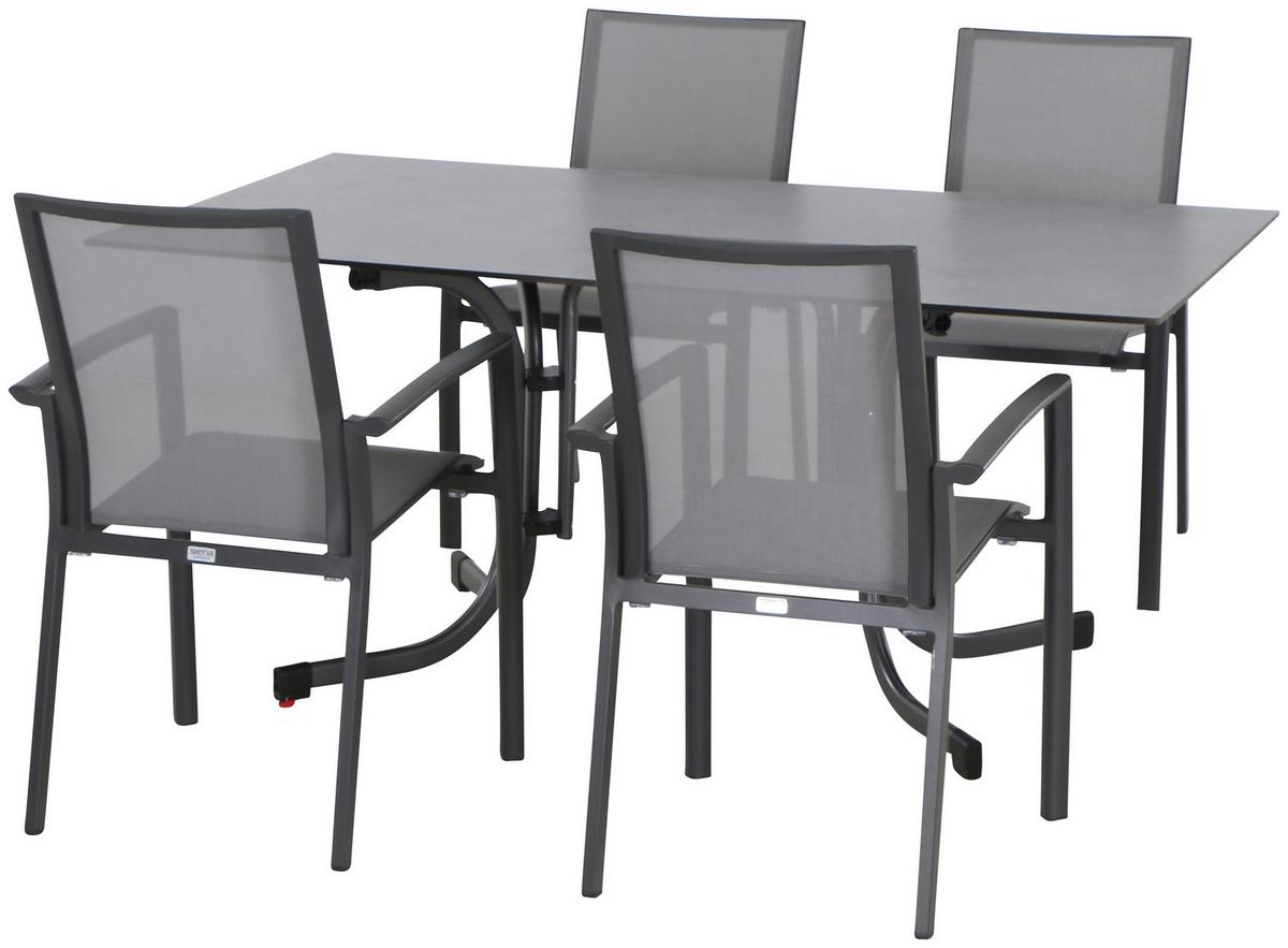 Loungegarnitur 5-tlg Velia Aus Metall - Anthrazit/Schwarz, KONVENTIONELL, Keramik/Textil - Siena Garden