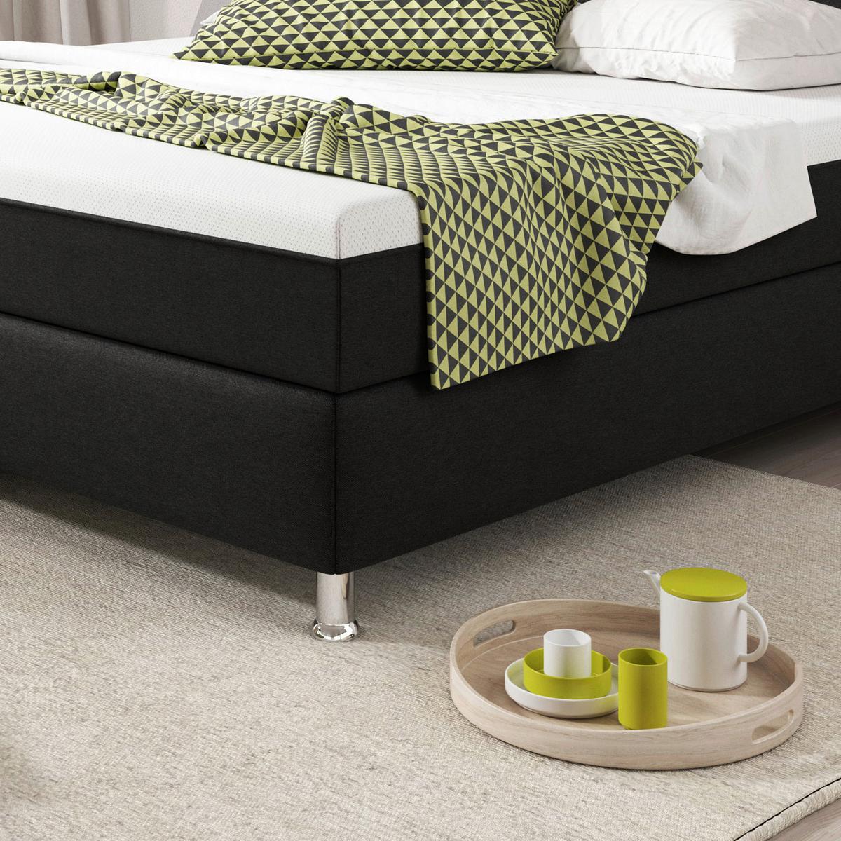 Boxspringbett 180x200 Cm Köln Plus - Silberfarben/Schwarz, KONVENTIONELL, Textil (180/115/210cm) - MID.YOU