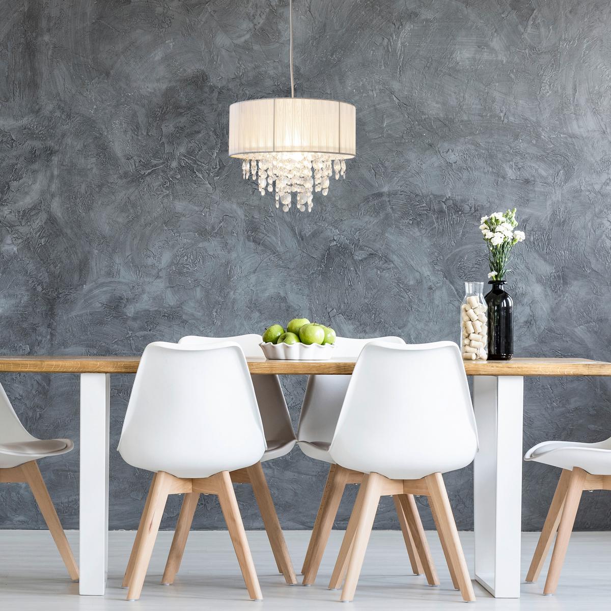 Hängeleuchte Kristallo H: 23cm 1-Flammig Mit Kristallen - Transparent/Weiß, LIFESTYLE, Kunststoff/Textil (30/23cm) - Näve