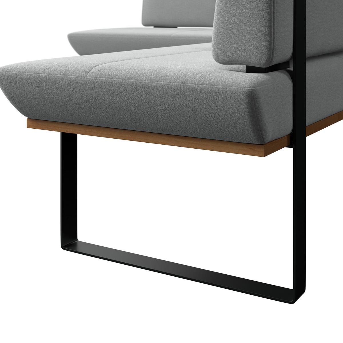 Eckbank Tristan Webstoff hellgrau, S:175x225cm - Hellgrau/Schwarz, MODERN, Holz/Textil (175/225cm) - James Wood