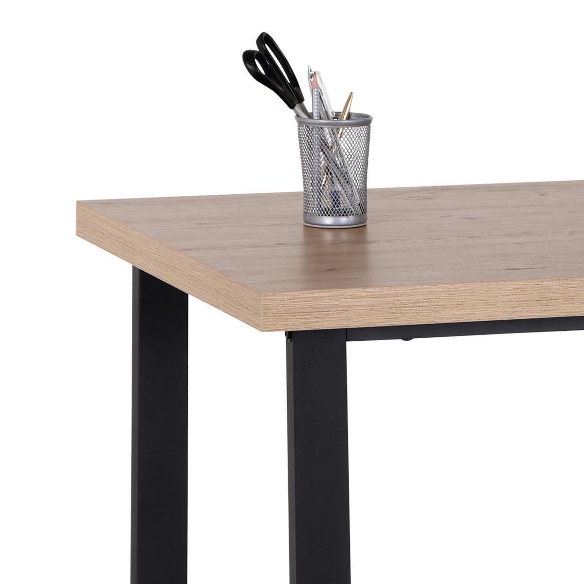 Schreibtisch B 120cm H 60cm Michaela Eichefarben/schwarz - Eichefarben/Schwarz, MODERN, Holzwerkstoff/Metall (120/60/75cm) - MID.YOU