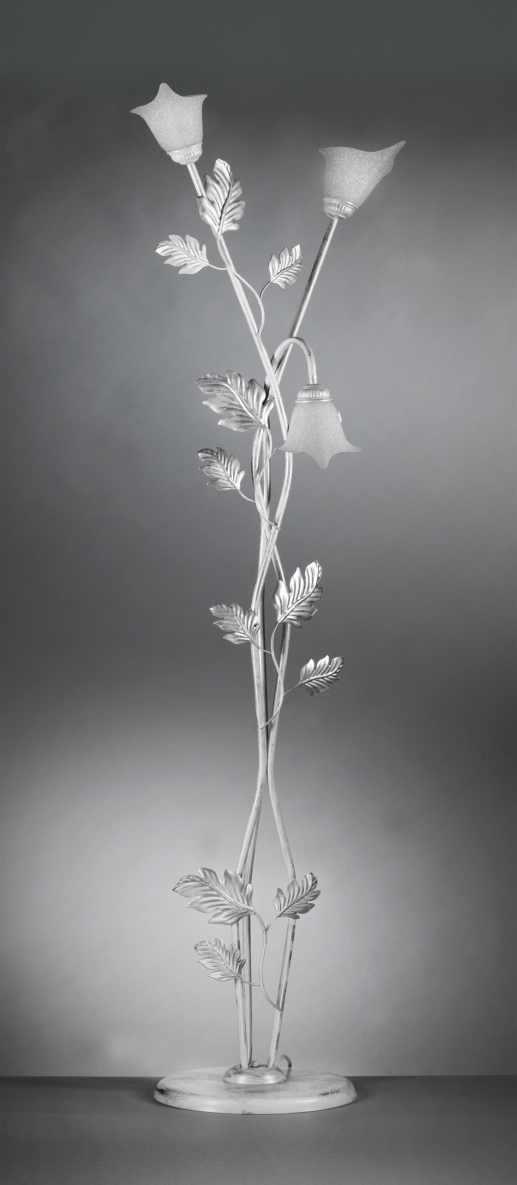 Stehleuchte 4836/Pt3 - Silberfarben/Weiß, KONVENTIONELL, Glas/Metall (55/175cm)