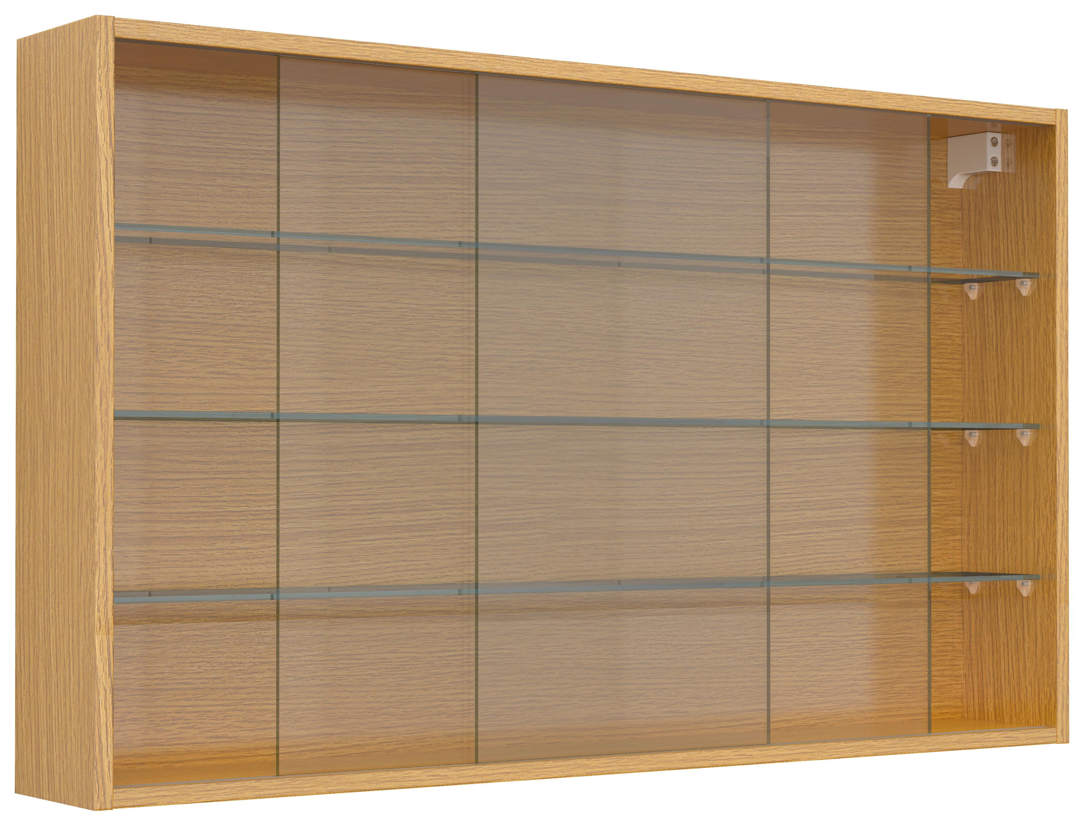 Hängevitrine Drivalo Eiche Dekor B: 100 cm - Honigeiche/Transparent, Design, Glas/Holzwerkstoff (100/60/15cm) - MID.YOU