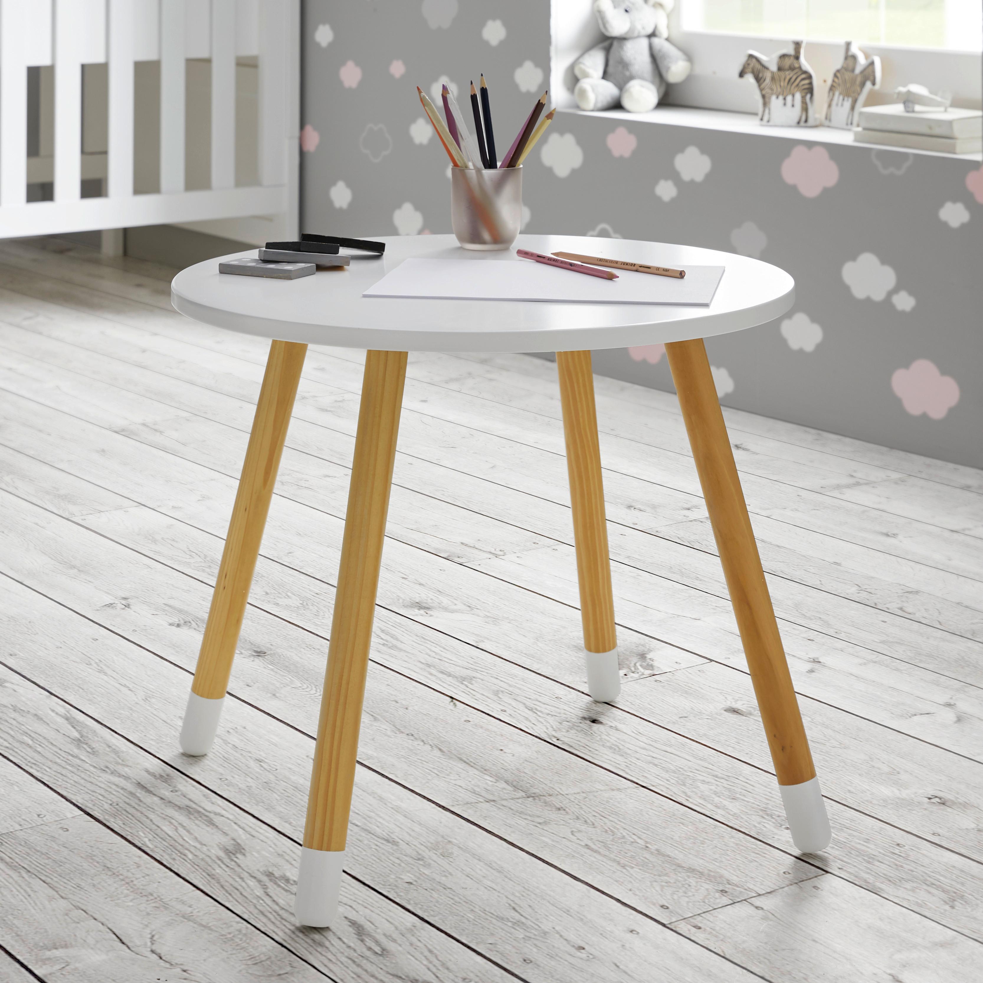 Detský stôl Leni - biela/farba pínie, Modern, drevo (55,9/55,9/49,5cm) - Modern Living