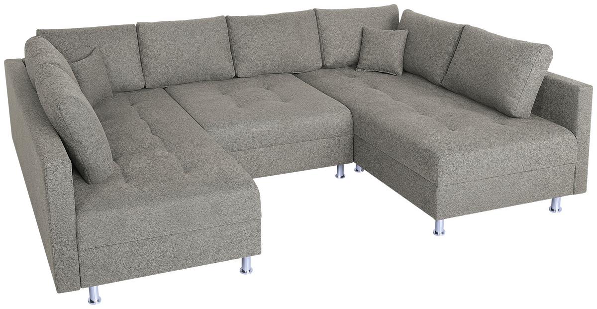 Wohnlandschaft Sofia - Taupe/Chromfarben, Design, Holzwerkstoff/Textil (192/308/192cm) - P & B