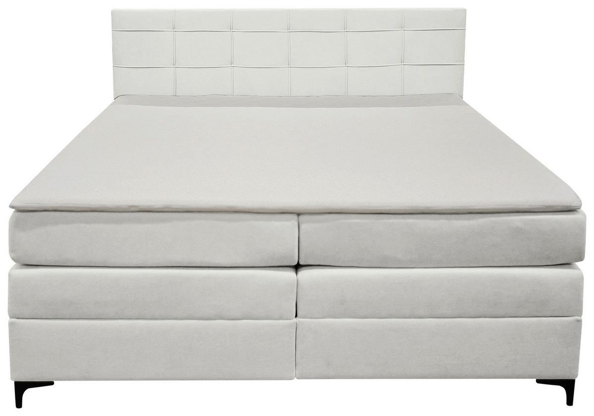 Boxspringbett Mitto mit Topper 140x200 cm - Creme/Schwarz, KONVENTIONELL, Textil/Metall (140/200cm)