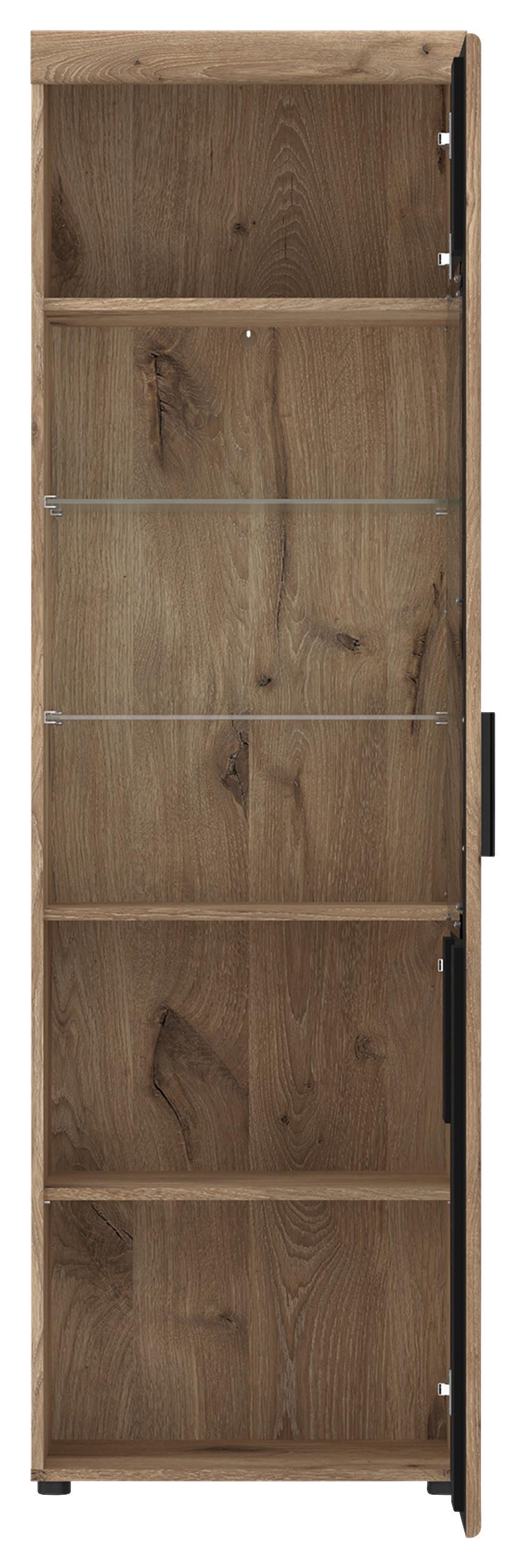 Vitrine Grano Eichefarben B: 58 cm - Eichefarben/Dunkelgrau, Trend, Glas/Holzwerkstoff (58/195/37,4cm)