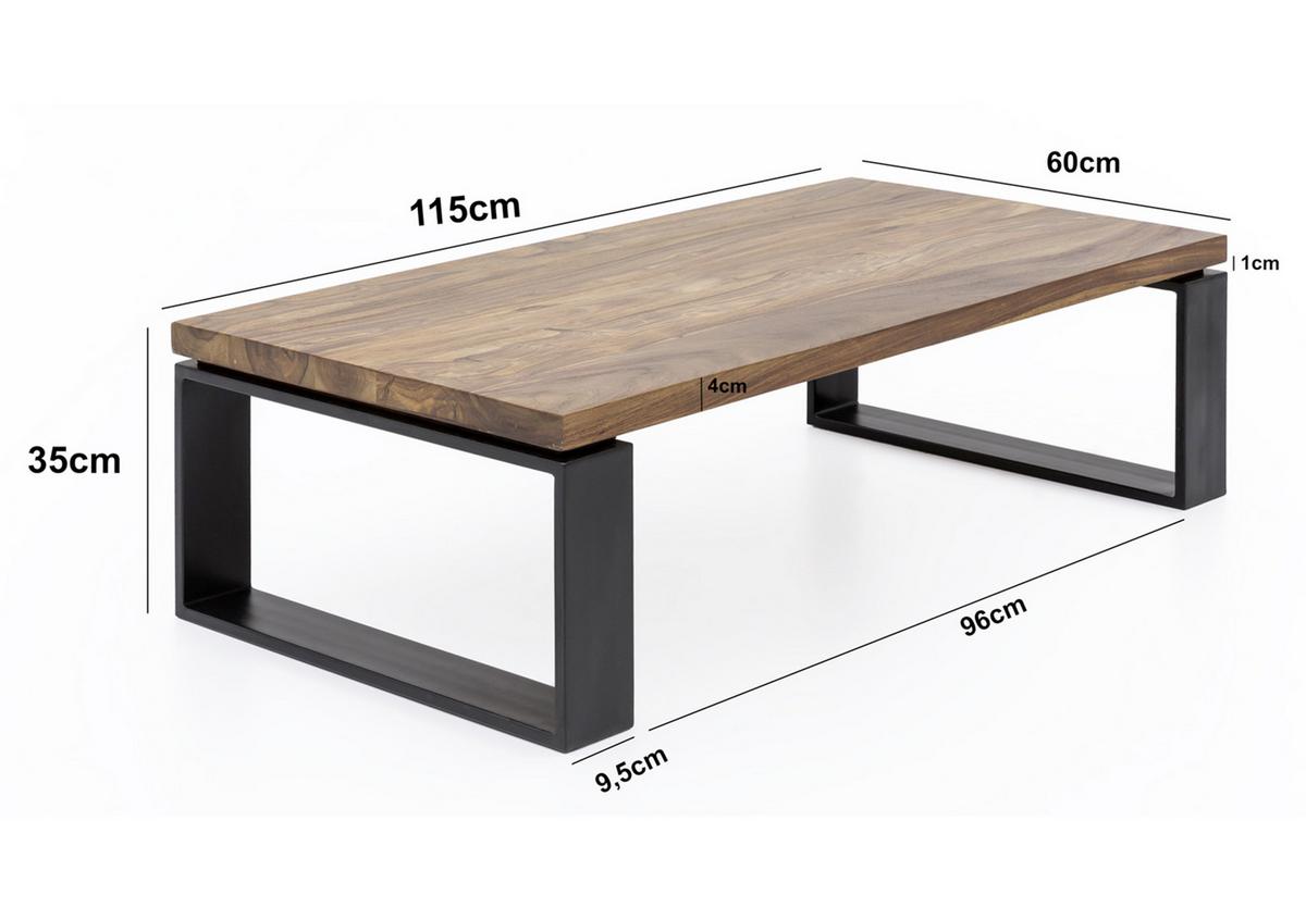 Couchtisch mit Holzplatte, Sheeham/Schwarz - Sheeshamfarben/Schwarz, Design, Holz/Metall (115/60/35cm) - MID.YOU