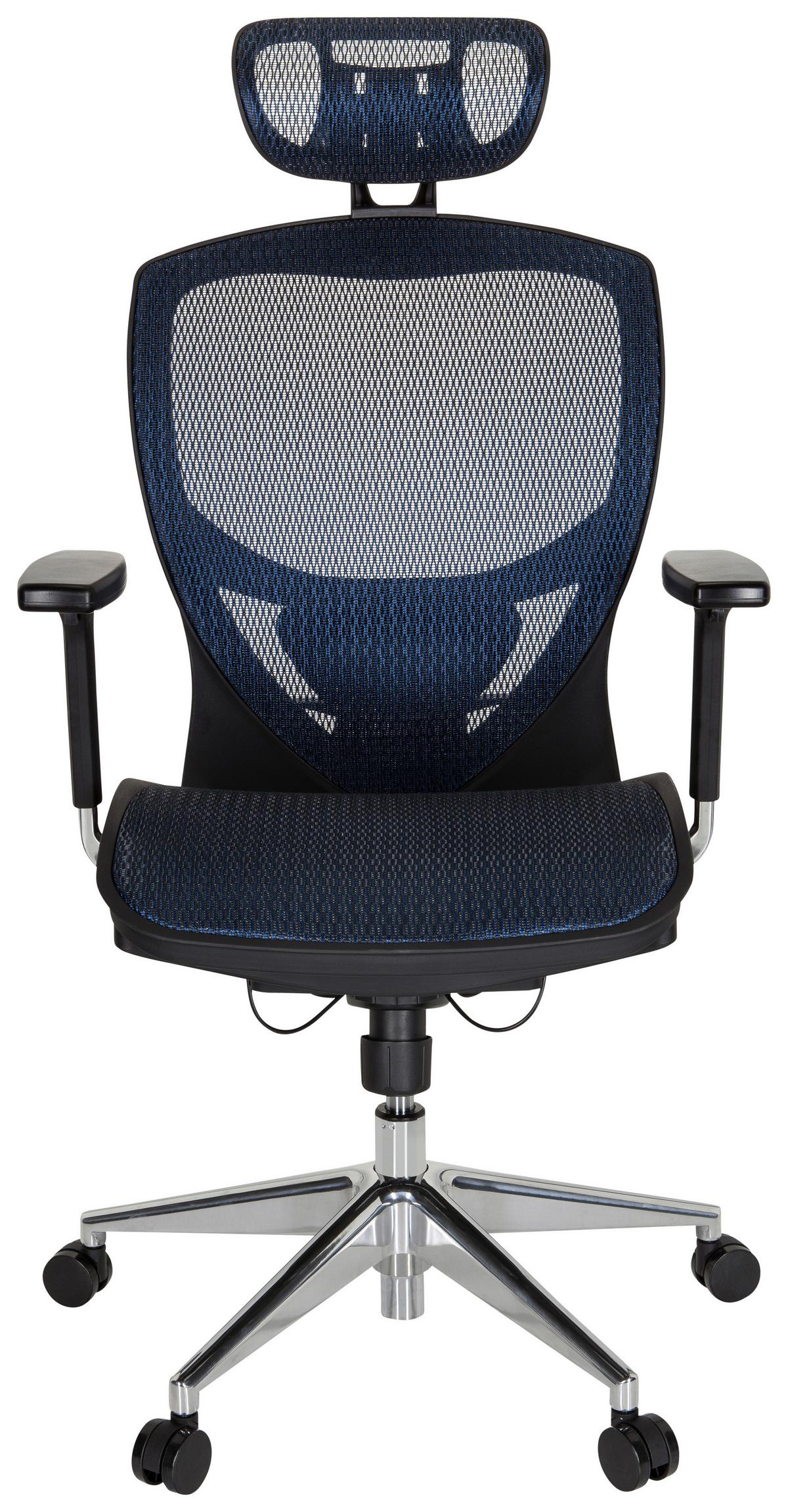 Bürostuhl Venus One Blau/schwarz Bis 120 Kg - Blau/Silberfarben, Basics, Kunststoff/Textil (61/148/48cm) - MID.YOU