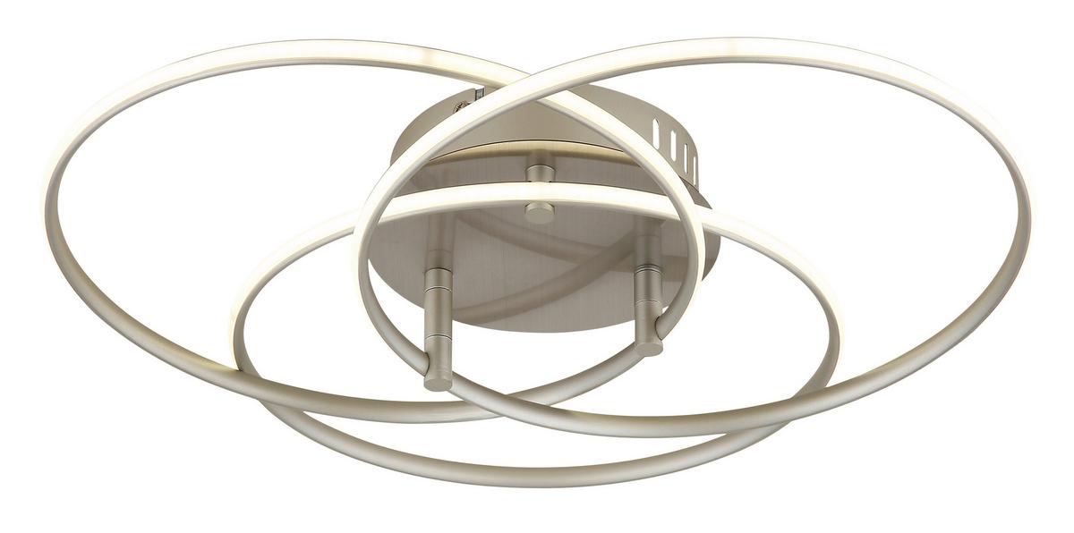 LED-Deckenleuchte Kombos Weiß Nickelfarben D: 45,6 cm - Weiß/Nickelfarben, Design, Kunststoff/Metall (45,6/9,4cm) - Globo