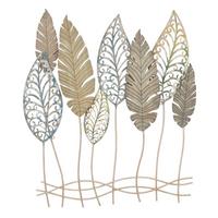 NÁSTENNÁ DEKORÁCIA LEAFS C - hnedá/čierna, Basics, kov/kompozitné drevo (87/75/2.5cm)