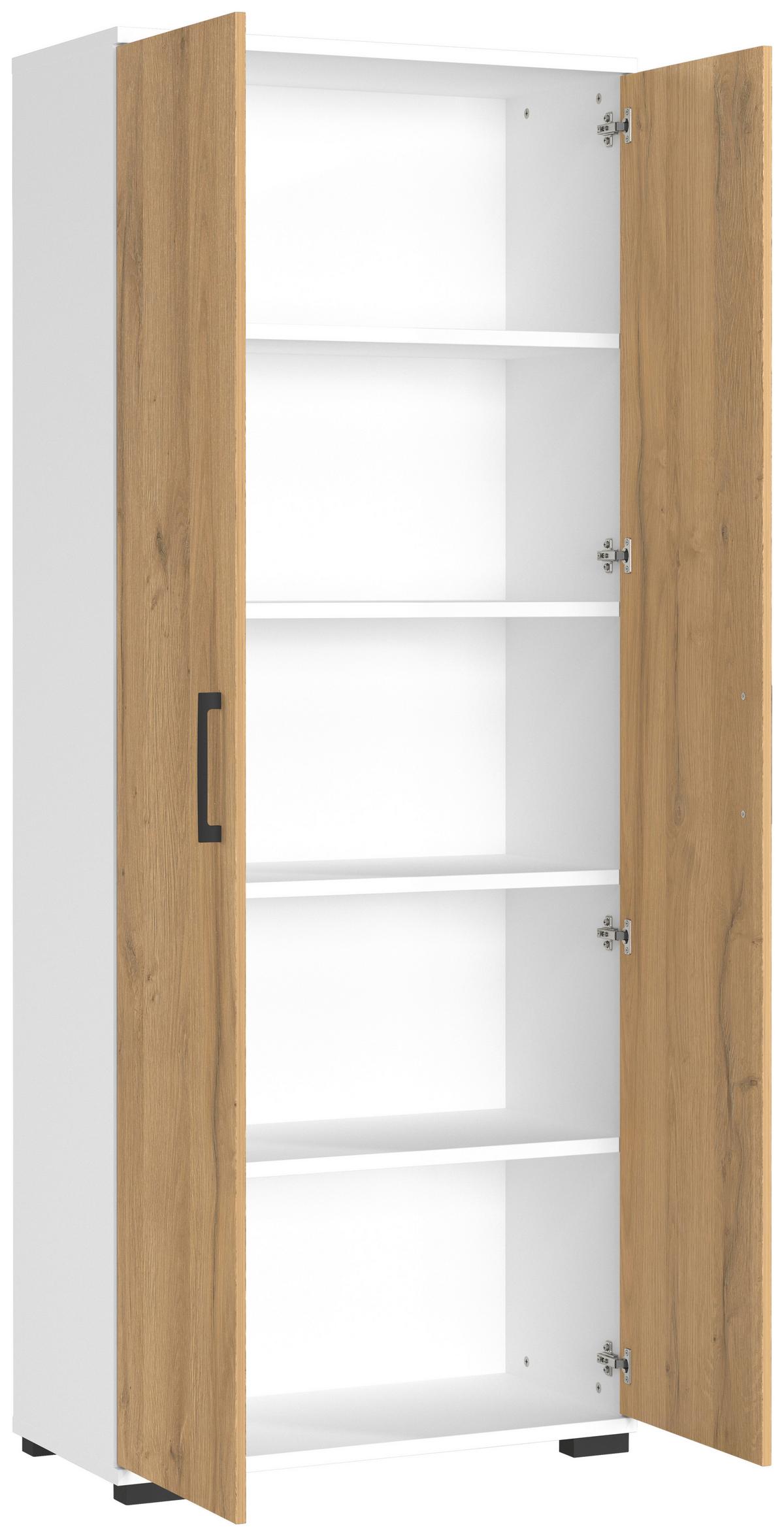 Aktenschrank Profi Weiß/Eiche Dekor B: 80cm - Eichefarben/Weiß, MODERN, Holzwerkstoff (80/200/40cm) - Germania