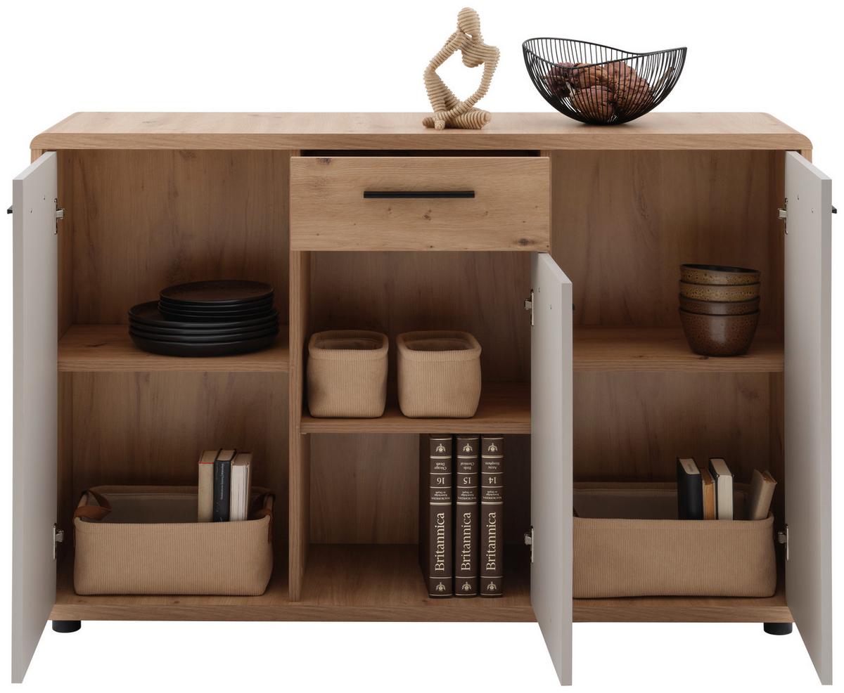 Komód Fontana Plus 132/87cm - kasmírszínű/Artisan tölgy, Modern, faalapú anyag (132/87/40cm)